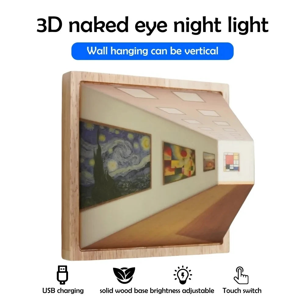 Purilite Select 3D Visual Naked Eye Night Light Wall Lamp 3 Colors Wall-Mounted Painting Light - PuriLite