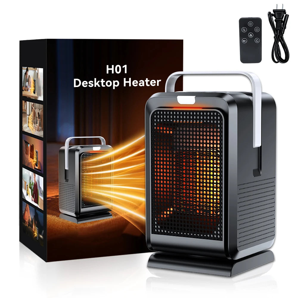 1000W Electric Heater Portable Desktop heater small household Heater cooling and heating PTC quick heating With Remote Control - PuriLite