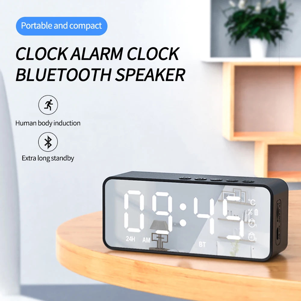 Purilite Select – LED Mirror Digital Alarm Clock with Bluetooth Speaker &amp; FM Radio Multifunctional Desktop Clock | Wireless Audio | USB Rechargeable - PuriLite