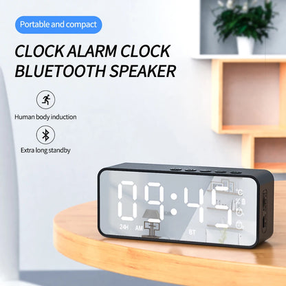 Purilite Select – LED Mirror Digital Alarm Clock with Bluetooth Speaker &amp; FM Radio Multifunctional Desktop Clock | Wireless Audio | USB Rechargeable - PuriLite