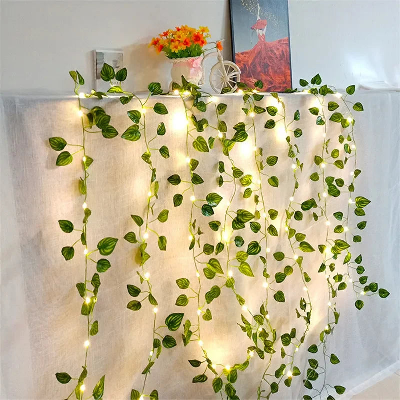 Purilite Select Flower Green Leaf String Lights – Artificial Vine Fairy Lights | Battery Powered Garland for Christmas, Weddings & Home Decor - PuriLite