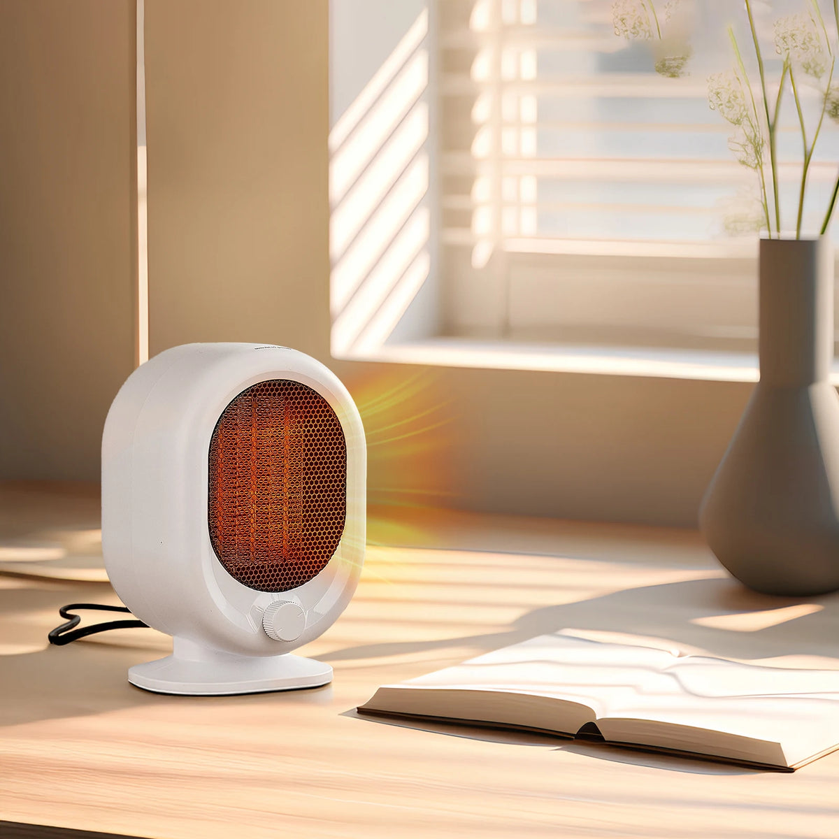 Desktop heater 3-second hot tilt power-off protection, silent timed home bedroom office mini heater - PuriLite