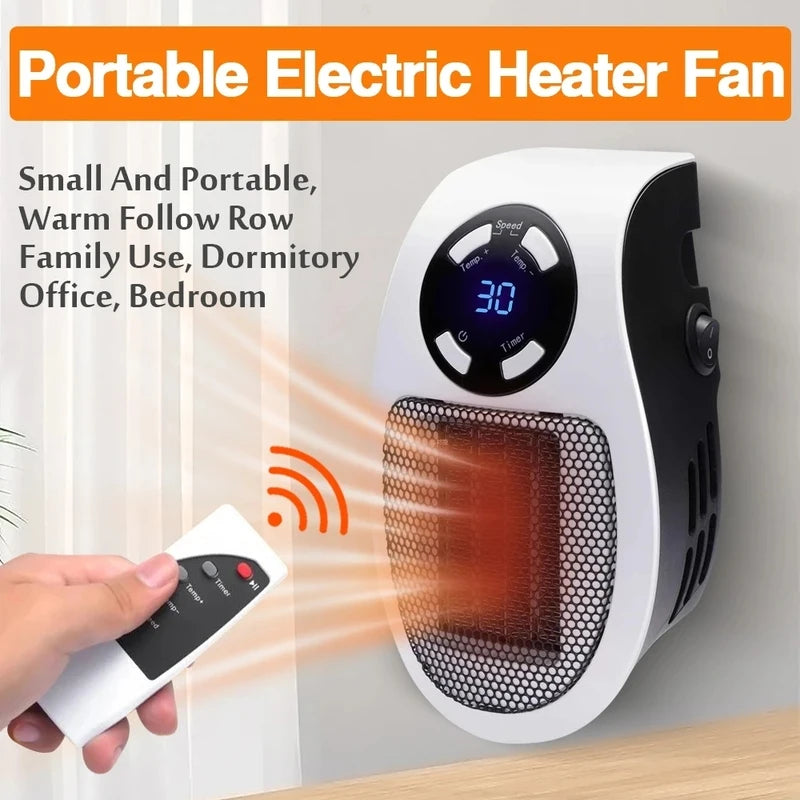 Portable Heater Electric Heater Plug In Wall Room Heater Home Appliance Heating Stove Mini Radiator Remote Warmer Machine 500W - PuriLite