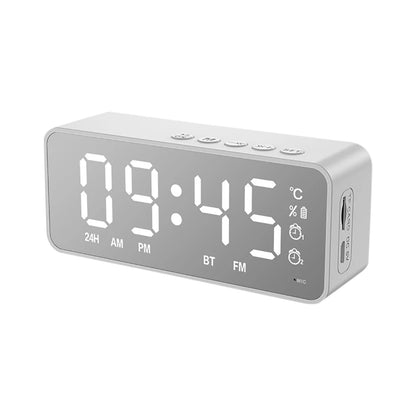 Purilite Select – LED Mirror Digital Alarm Clock with Bluetooth Speaker &amp; FM Radio Multifunctional Desktop Clock | Wireless Audio | USB Rechargeable - PuriLite
