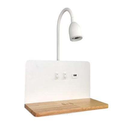 Purilite Select LED Wall Lamp – Indoor LED Lamp – 360° Rotatable Wall Light with USB Port & Wireless Charging – Modern Bedside Night Light with Switch - PuriLite