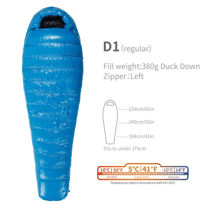 Purilite Select Ultralight Duck Down Sleeping Bag | 3-Season Backpacking, Hiking & Camping Mummy Sleeping Bag