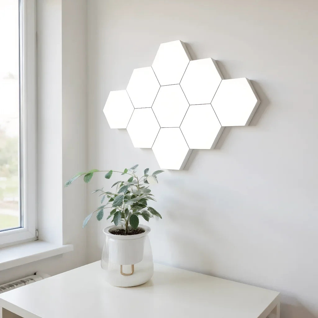Purilite Select Hexagon LED Wall Lights – 6-Pack White Touch Light – Dimmable Modular Night Lamps – Hexagonal Wall Lights - PuriLite