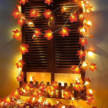 Purilite Select Maple Leaf String Lights – USB/Battery Powered | 10/20/40 LED Waterproof Lights for Halloween, Thanksgiving & Autumn Décor - PuriLite