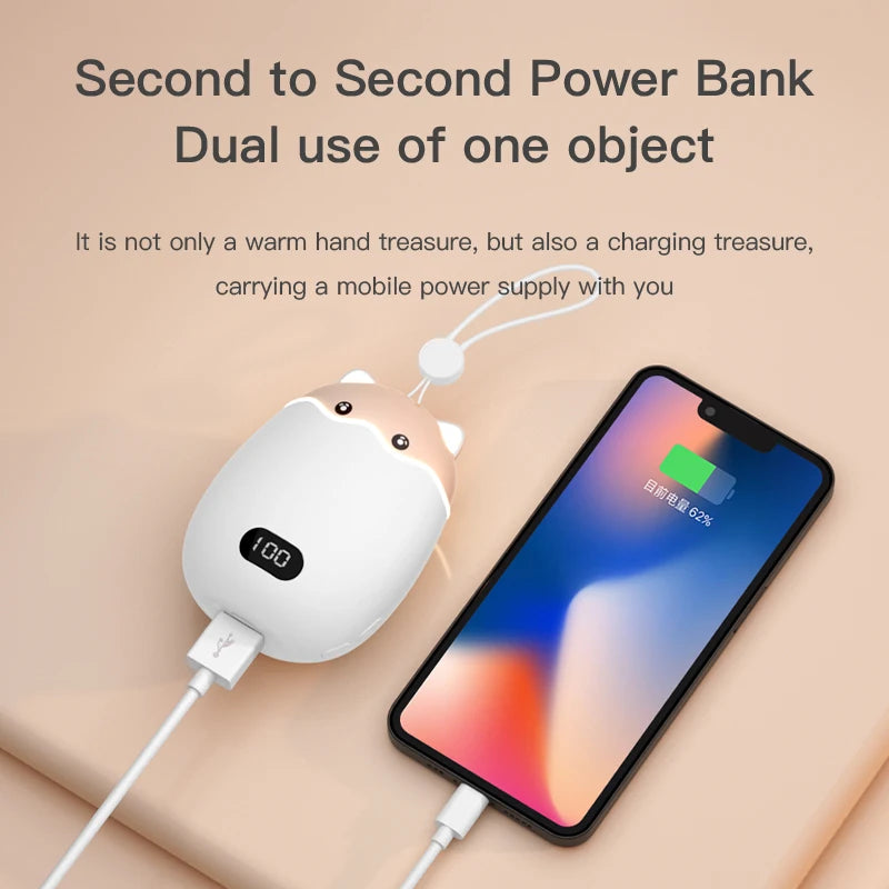 Purilite Select 2-in-1 Rechargeable Hand Warmer & Power Bank – Cute Cat Design with Digital Display | 3000mAh - PuriLite