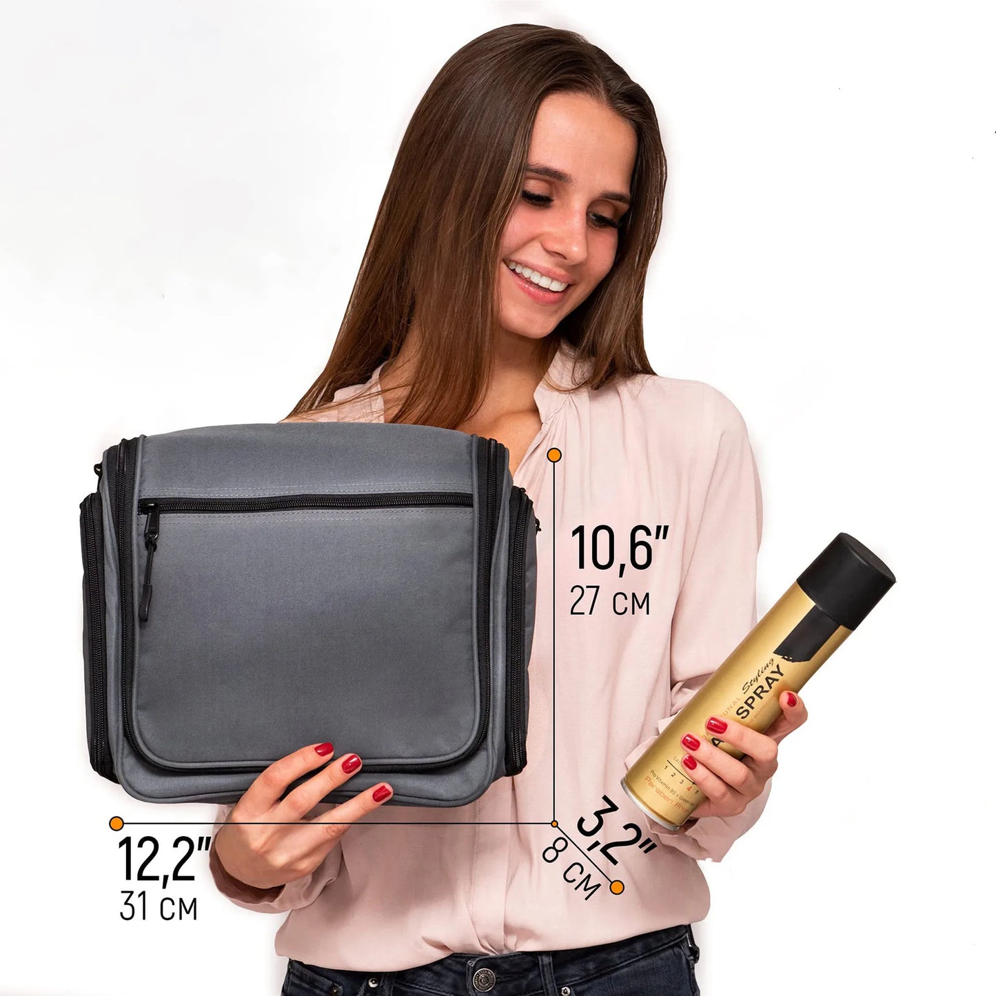 Purilite Select Large Hanging Travel Toiletry Bag, Waterproof Cosmetic Organizer with Metal Swivel Hook for Toiletries & Travel Essentials