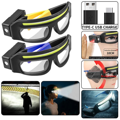Purilite Select Rechargeable LED Glasses Light Headlamp with Type C Charging, Touch Sensor, Dual Beam and Hands Free Outdoor Lighting
