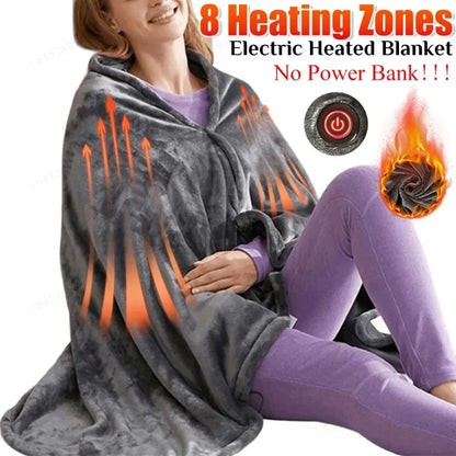 USB Electric Heated Blanket 9 Heated Areas Fast Heating Shawl 3 Heating Level Coral Fleece Heated Blanket Shawl for Outdoor Home - PuriLite
