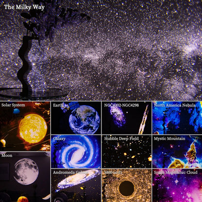 Purilite Select | Galaxy Projector Night Light | 360° Rotating Starry Sky Planetarium Lamp | 12-in-1 HD Film Discs | Kids Bedroom & Gift Decor - PuriLite