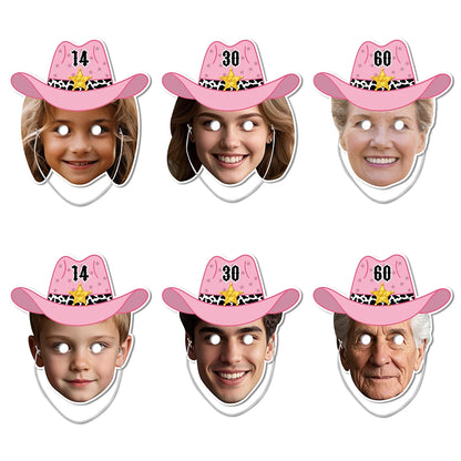 Purilite Select 3PCS Customized Face Mask Set Western Denim Cowboy Hat Style | Personalized Photo Masks for Parties & Events - PuriLite