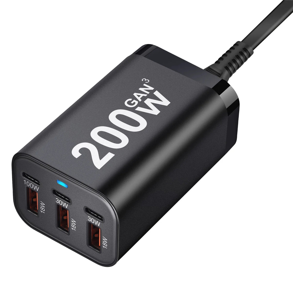 Purilite Select 200W 6-Port GaN USB-C Fast Charger - PuriLite