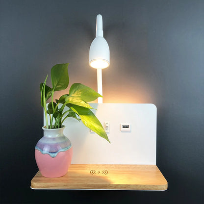 Purilite Select LED Wall Lamp – Indoor LED Lamp – 360° Rotatable Wall Light with USB Port & Wireless Charging – Modern Bedside Night Light with Switch - PuriLite