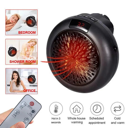900W Mini Plug-in Electric Space Room Heater Adjustable Thermostat Personal Heater With Led Display for Office Dorm Room - PuriLite