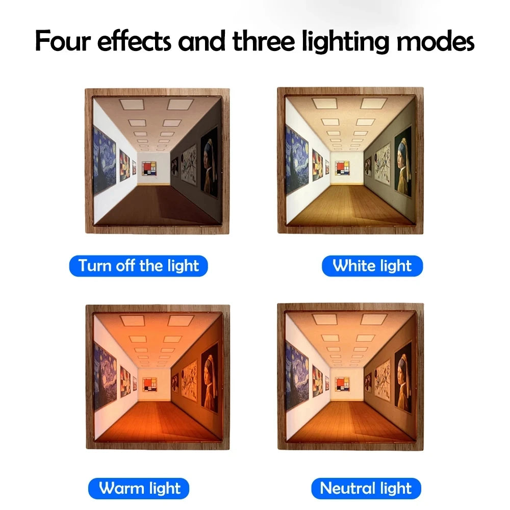 Purilite Select 3D Visual Naked Eye Night Light Wall Lamp 3 Colors Wall-Mounted Painting Light - PuriLite