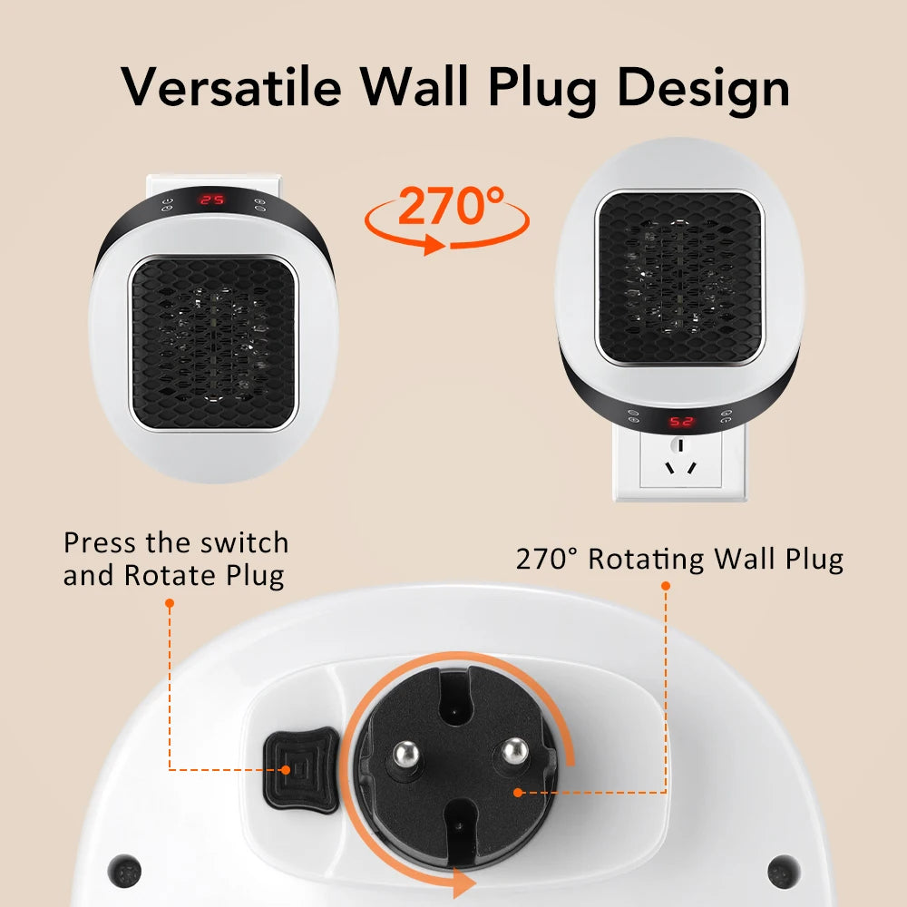 600W Portable Electric Heater EU Small Bathroom Fast Heating Fans Bedroom Heater Home Use Warming Device with Remote Control - PuriLite