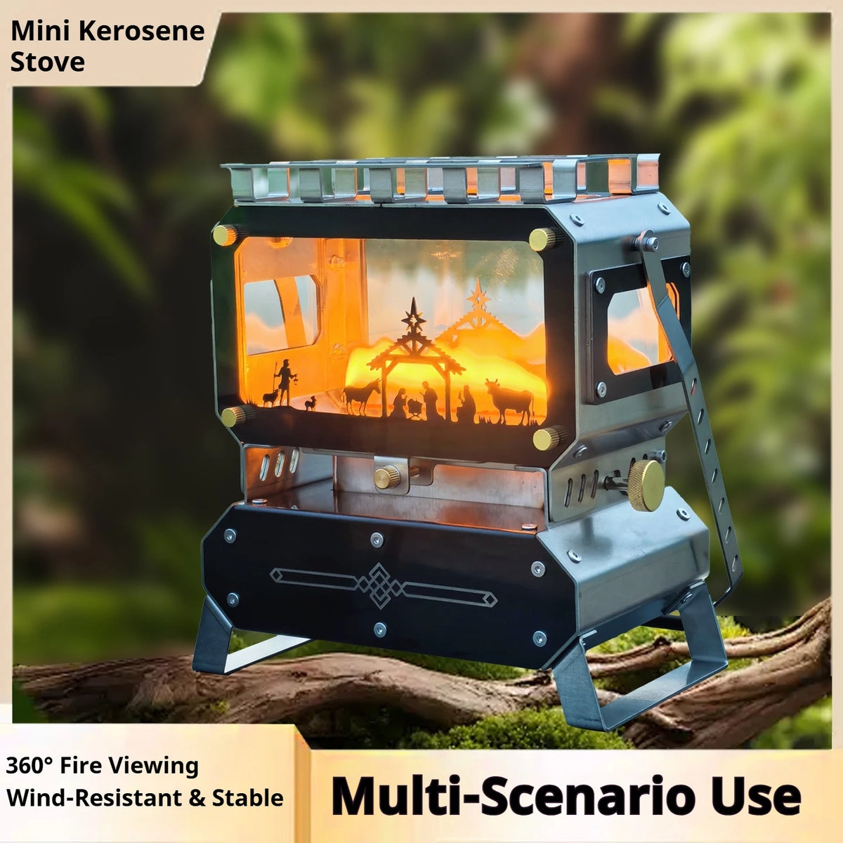 Purilite Select Portable Camping Lamp Stove – Stainless Steel Retro Lantern Style Wind-Resistant Outdoor Cooking Stove - PuriLite