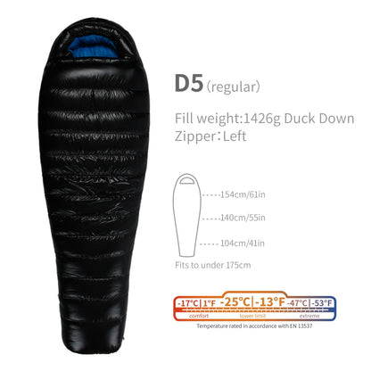 Purilite Select Ultralight Duck Down Sleeping Bag | 3-Season Backpacking, Hiking & Camping Mummy Sleeping Bag