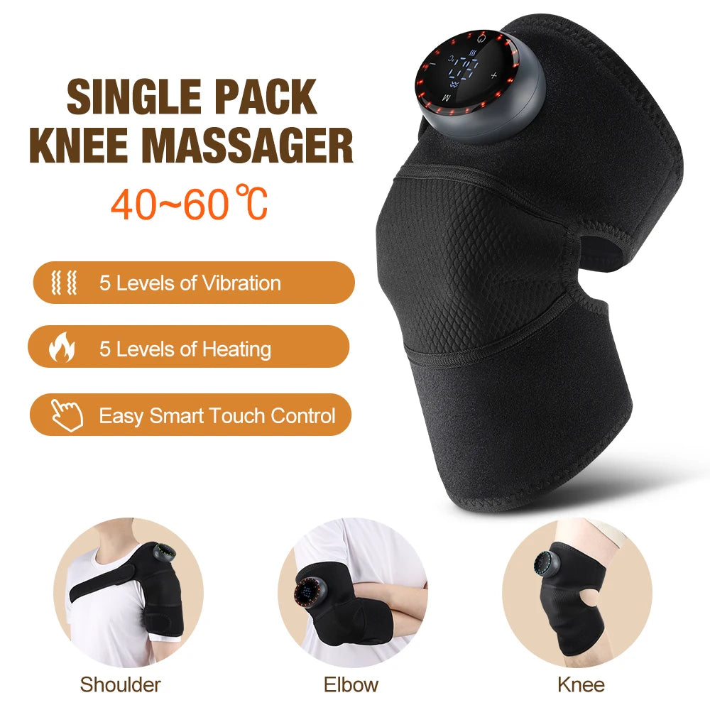 Purilite Select HeatPulse™ 5-Gear Electric Knee & Joint Massager – Intelligent Warm Compress & Vibration Therapy for Knees, Shoulders, and Neck - PuriLite