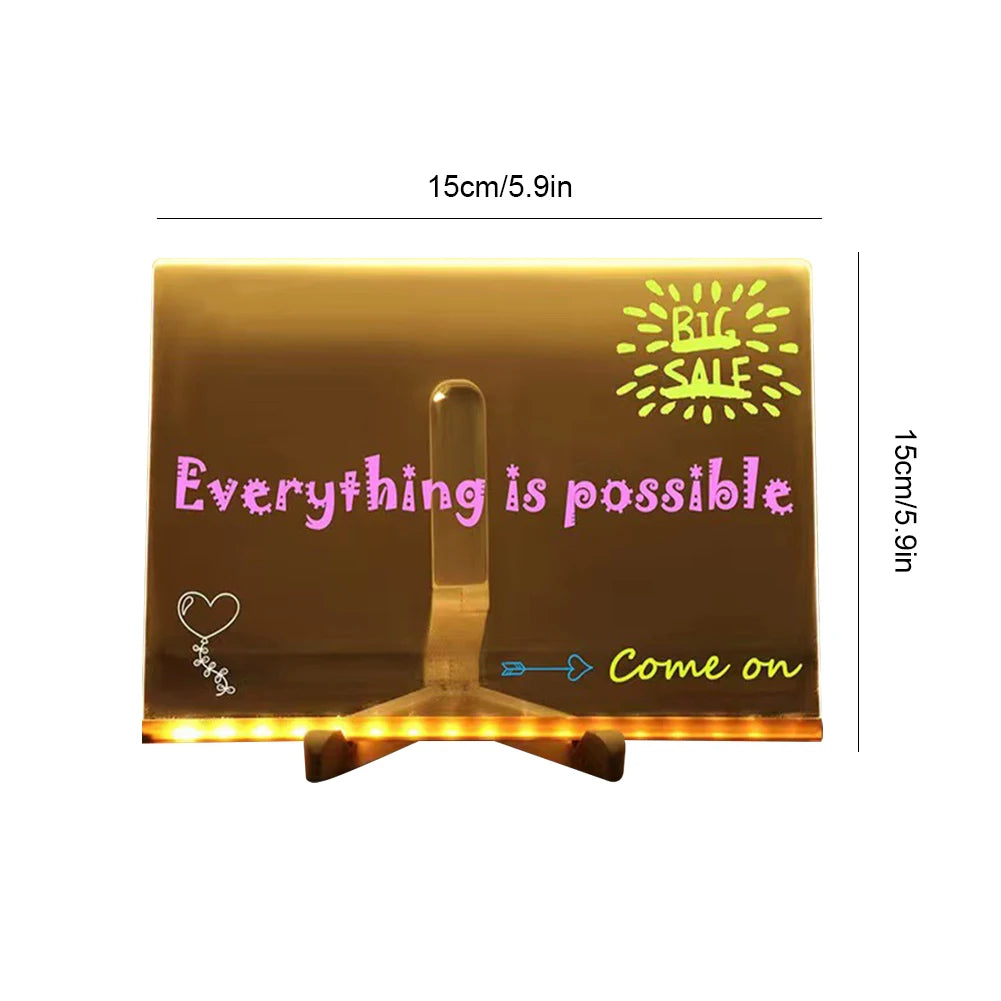 Purilite Select LED Light-Up Acrylic Message Board with 7 Colorful Pens – Rewritable DIY Drawing and Glowing Memo Board for Kids, Home, School, and Office - PuriLite