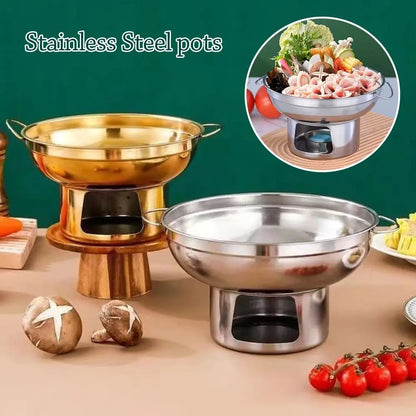 Durable 20/22cm Hot Pot Stainless Steel Thickened Stove Double Ears Cooking Kitchen Cookware Household - PuriLite