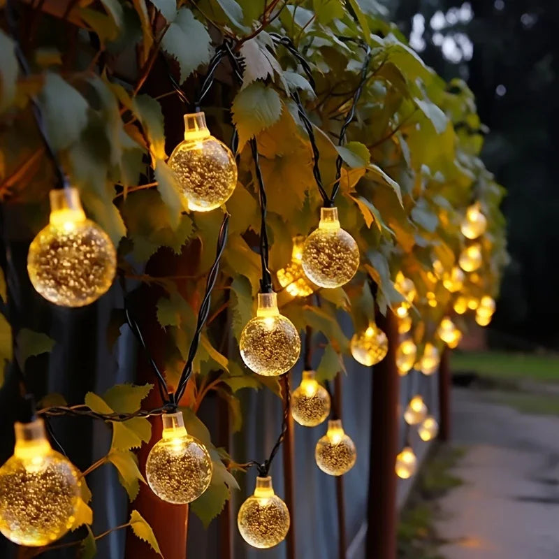 Purilite Select 1-Pack 20/100/200 LED Crystal Globe Solar String Lights – 8 Lighting Modes | Holiday & Halloween Outdoor Decor - PuriLite