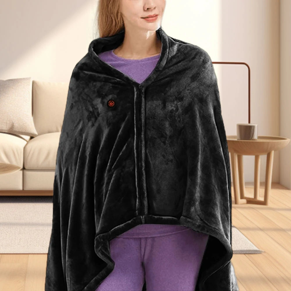 USB Electric Heating Blanket 3 Heating Level Wearable Heated Poncho Throw Blanket 9 Heated Areas Body Warmer  Blanket or Office - PuriLite