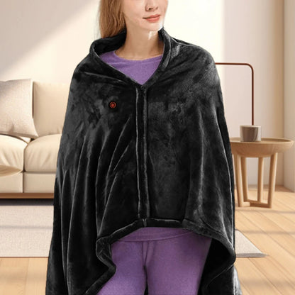 USB Electric Heating Blanket 3 Heating Level Wearable Heated Poncho Throw Blanket 9 Heated Areas Body Warmer  Blanket or Office - PuriLite