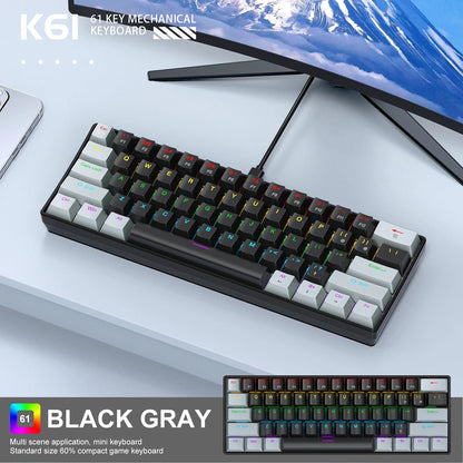 Purilite Select K61 Mini Wired Mechanical Keyboard – 60% Layout, RGB Backlit, Hot-Swappable - PuriLite