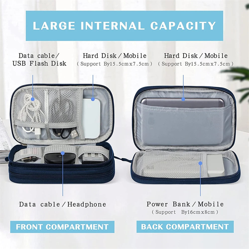 Purilite Select Waterproof Double‑Layer Travel Organizer Bag — Electronics Accessories Storage for Cables, Power Bank & Hard Disk - PuriLite