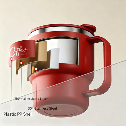 WORTHBUY 304 Stainless Steel Double Wall Insulated Coffee Cup With Handle Portable Students Leak-proof Water Cup Milk Coffee Mug - PuriLite