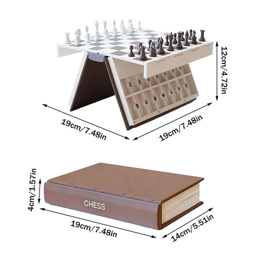 Purilite Select 3D Printed Chess Book Set | Magnetic Folding Chess Board Game | Portable Travel Chess with Storage | Compact Book Design Strategy Game - PuriLite