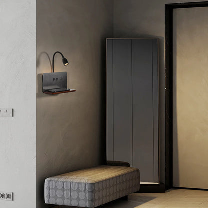 Purilite Select LED Wall Lamp – Indoor LED Lamp – 360° Rotatable Wall Light with USB Port & Wireless Charging – Modern Bedside Night Light with Switch - PuriLite