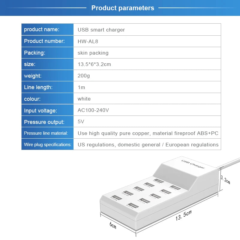 Purilite Select 10-Port USB Charging Station - PuriLite