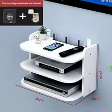 Purilite Select Multi-Layered Router Shelf – Easy Install WiFi Router Hanging Shelf – Multipurpose Floating Storage Rack – Wall Mounted Cable-Hiding Organizer - PuriLite