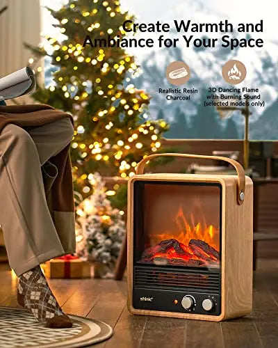 Purilite Select Electric Fireplace Heater – Mini Radiator Room Warmer with Flame Effect - PuriLite