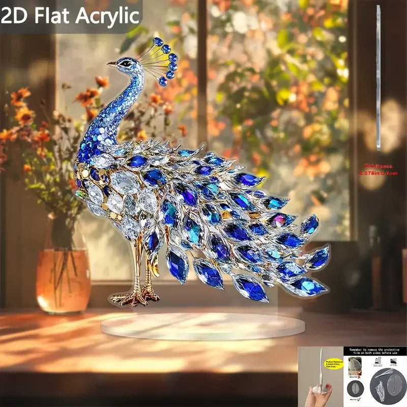 Purilite Select Luxurious Crystal Peacock Ornament – Elegant Acrylic Sculpture for Home, Office & Event Decor - PuriLite