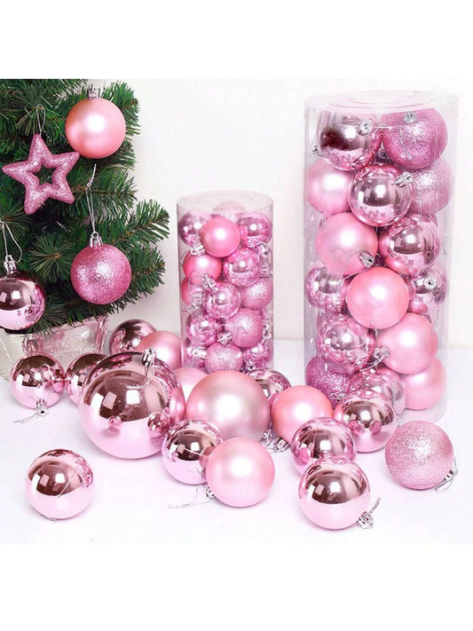 Purilite Select 24pcs Pink Christmas Hanging Balls – Elegant 3cm Ornaments for Trees, Parties & Holiday Décor - PuriLite