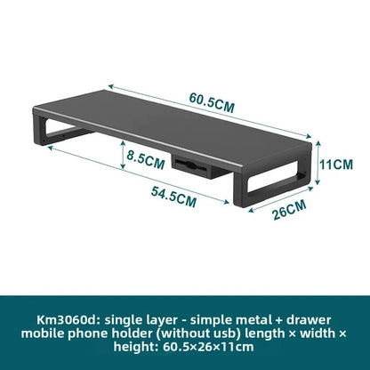 🖥️ Purilite Select™ Metal Monitor Riser with Dual-Layer Drawer & Wireless Charging - PuriLite