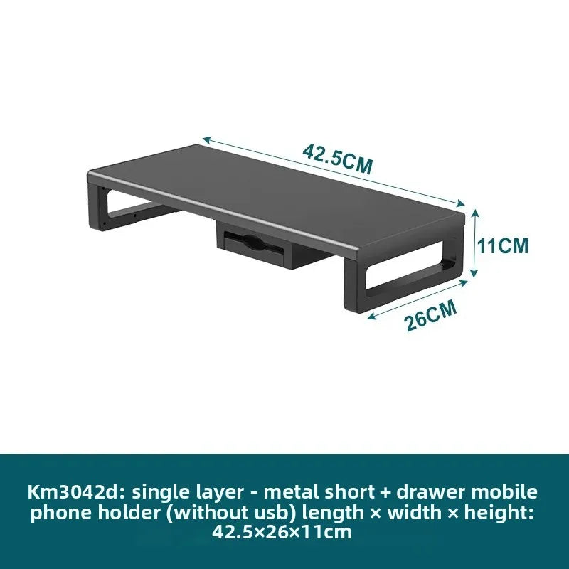 🖥️ Purilite Select™ Metal Monitor Riser with Dual-Layer Drawer & Wireless Charging - PuriLite