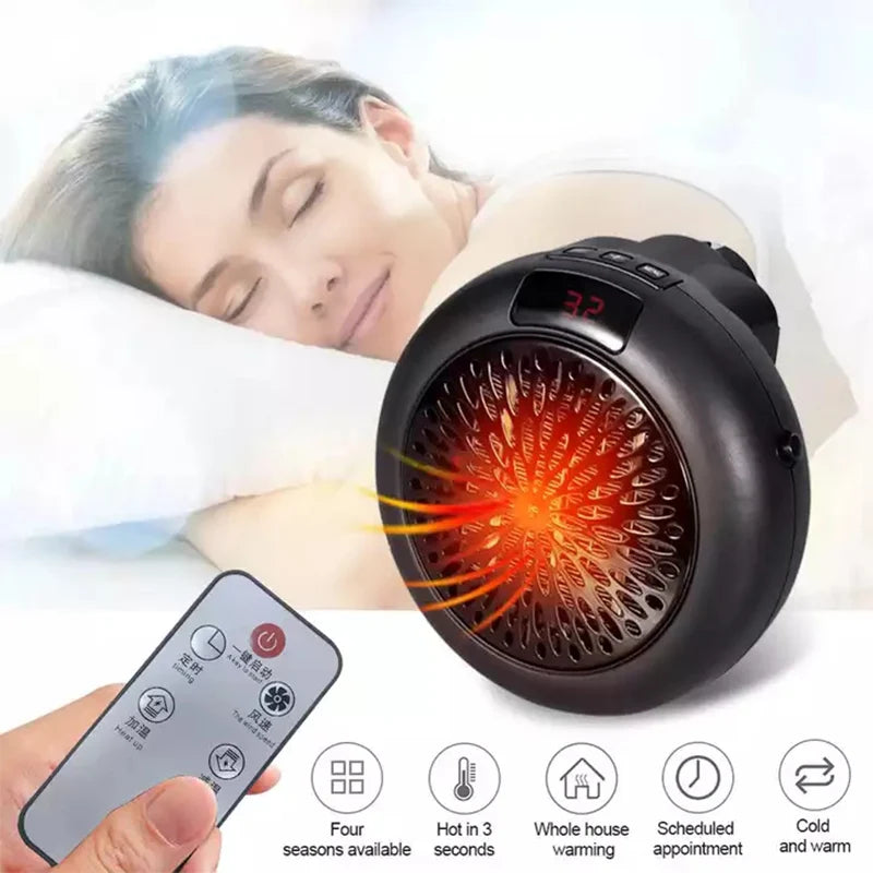 900W Mini Plug-in Electric Space Room Heater Adjustable Thermostat Personal Heater With Led Display for Office Dorm Room - PuriLite
