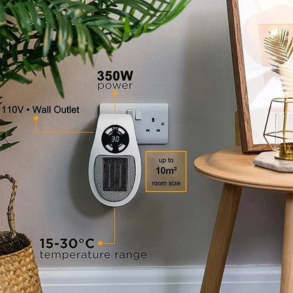 350W Portable Electric Heater with Remote Control, Wall Mounted Home Room Heater for Winter Indoor Heating Fast Warm  heater - PuriLite