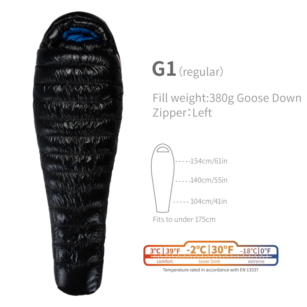 Purilite Select Lightweight Goose Down Sleeping Bag | 800FP Backpacking Winter Camping Mummy Sleeping Bag