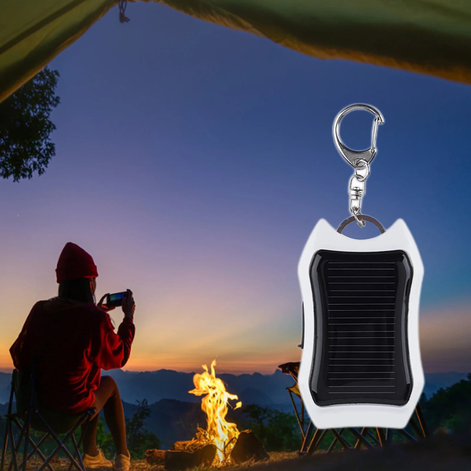 Keychain Cell Phone Backup Power Bank Universal Solar 950mAH Pocket Chargers with 3 LED Light Charging Equipment for Most Device - PuriLite