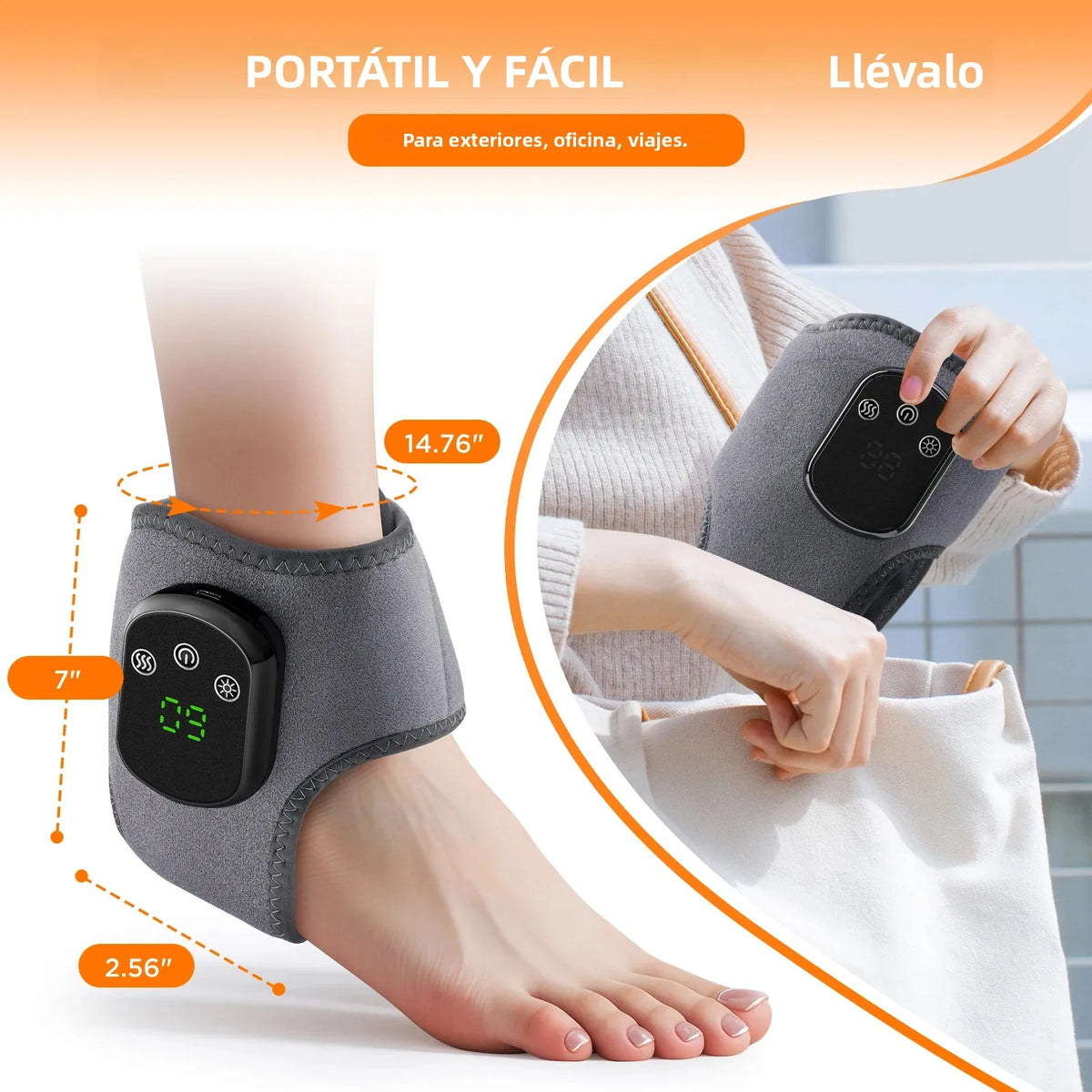 Purilite Select FlexTherm™ Electric Ankle & Foot Massager – 5-Level Heat + Vibration Therapy for Pain Relief & Joint Recovery - PuriLite