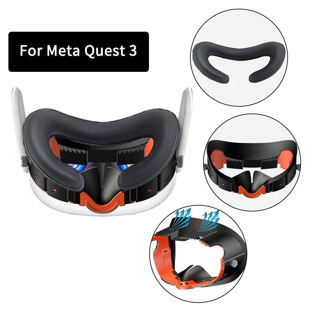 Purilite Select Adjustable VR Facial Interface & Face Pad Cushion – PU Leather Foam Replacement Bracket for Quest 3 Headset – Comfortable Fit & Sweat-Resistant Design - PuriLite