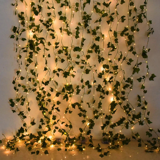 Purilite Select LED Silk Leaf Ivy Vine String Lights – 2M/5M/10M Artificial Green Garland | Hanging Creeper Décor for Home, Garden, Wedding & Party - PuriLite